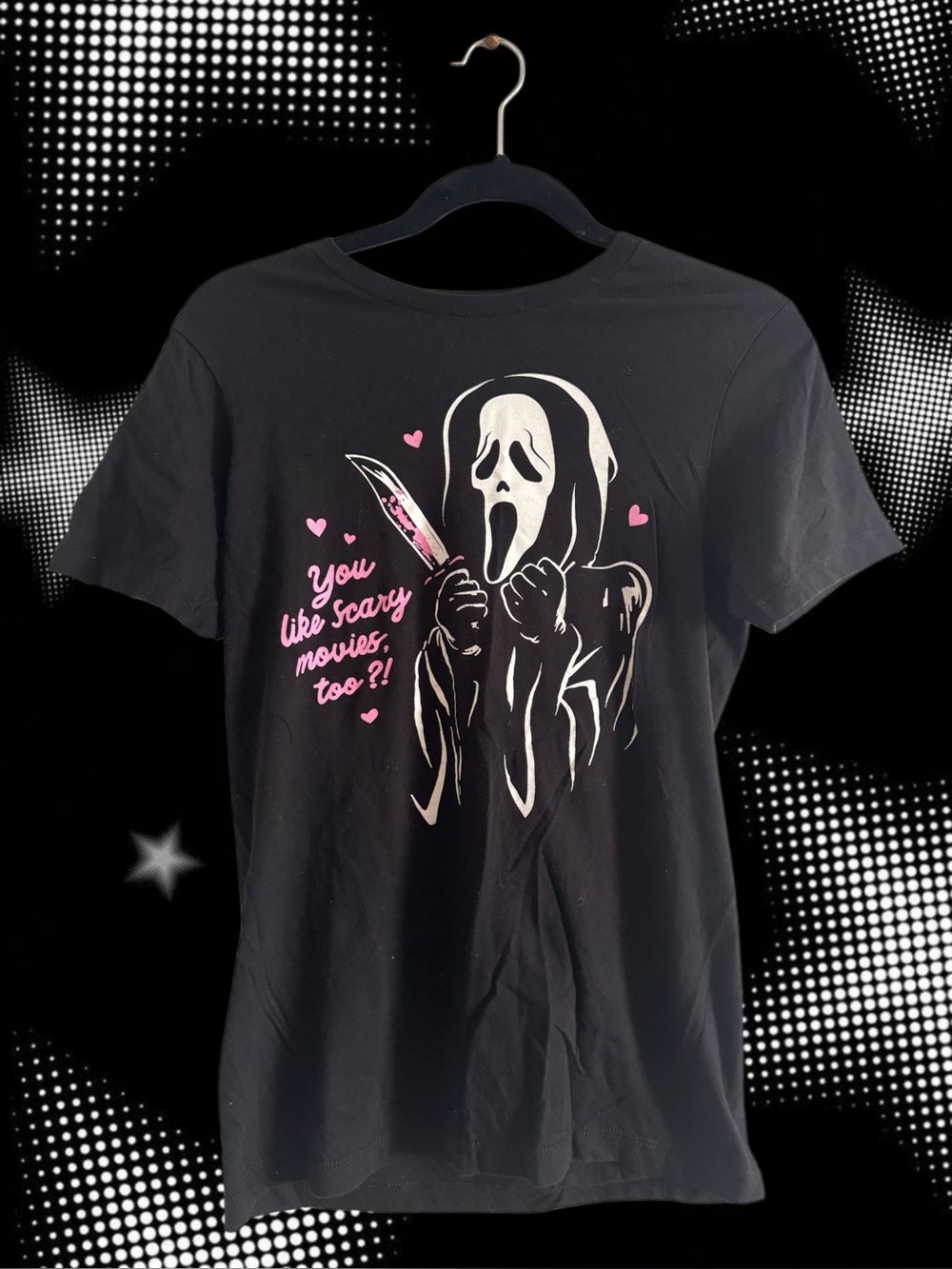 Ghostface Graphic Tee with Pink Accents